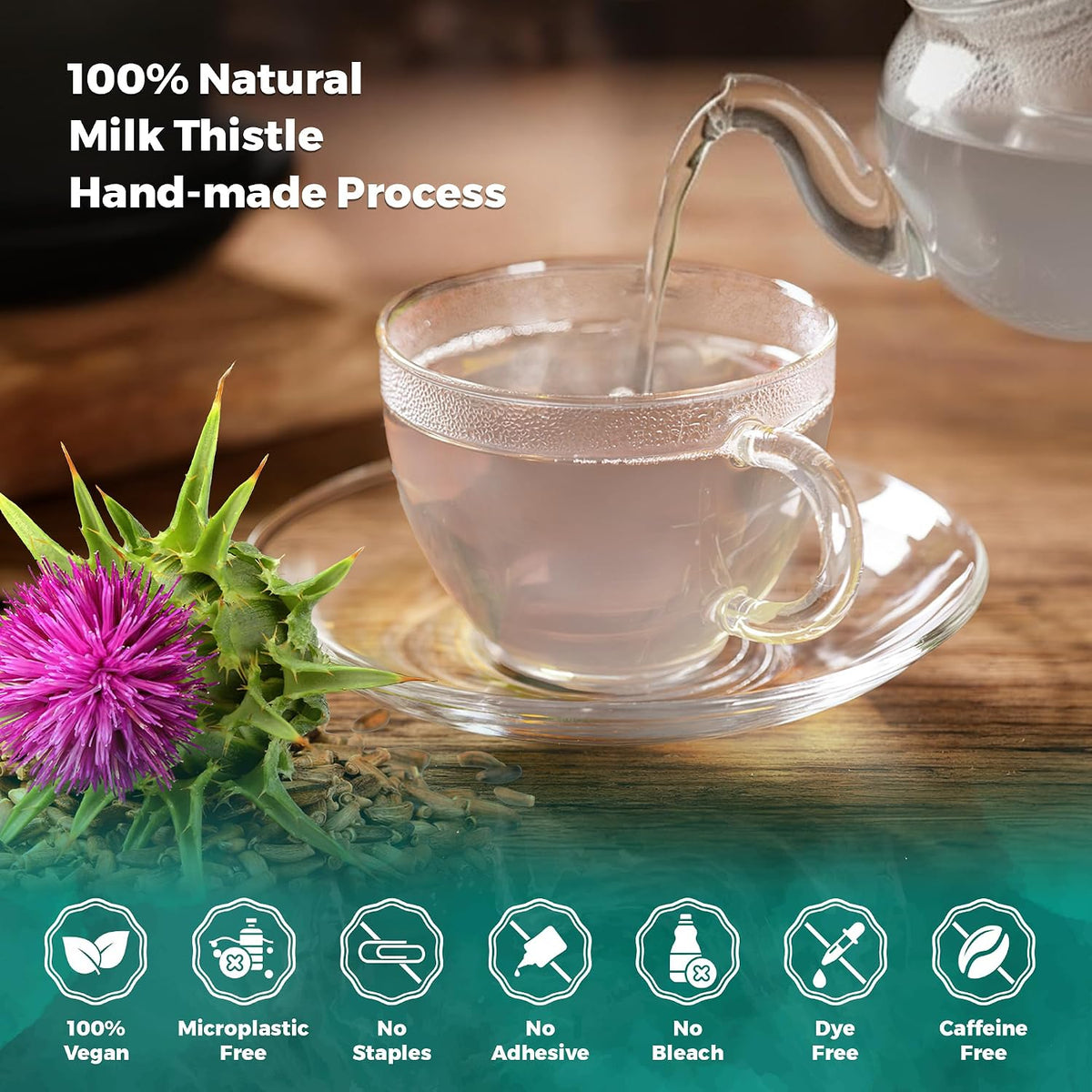 Lavitali, Milk Thistle Tea Bags | 120 bags, 100% Pure Herbal Tea | Caffeine-Free, Antioxidant-Rich, Eco-Friendly Filter Bags | Daily Natural Botanical, Hot or Iced Herbal Infusion