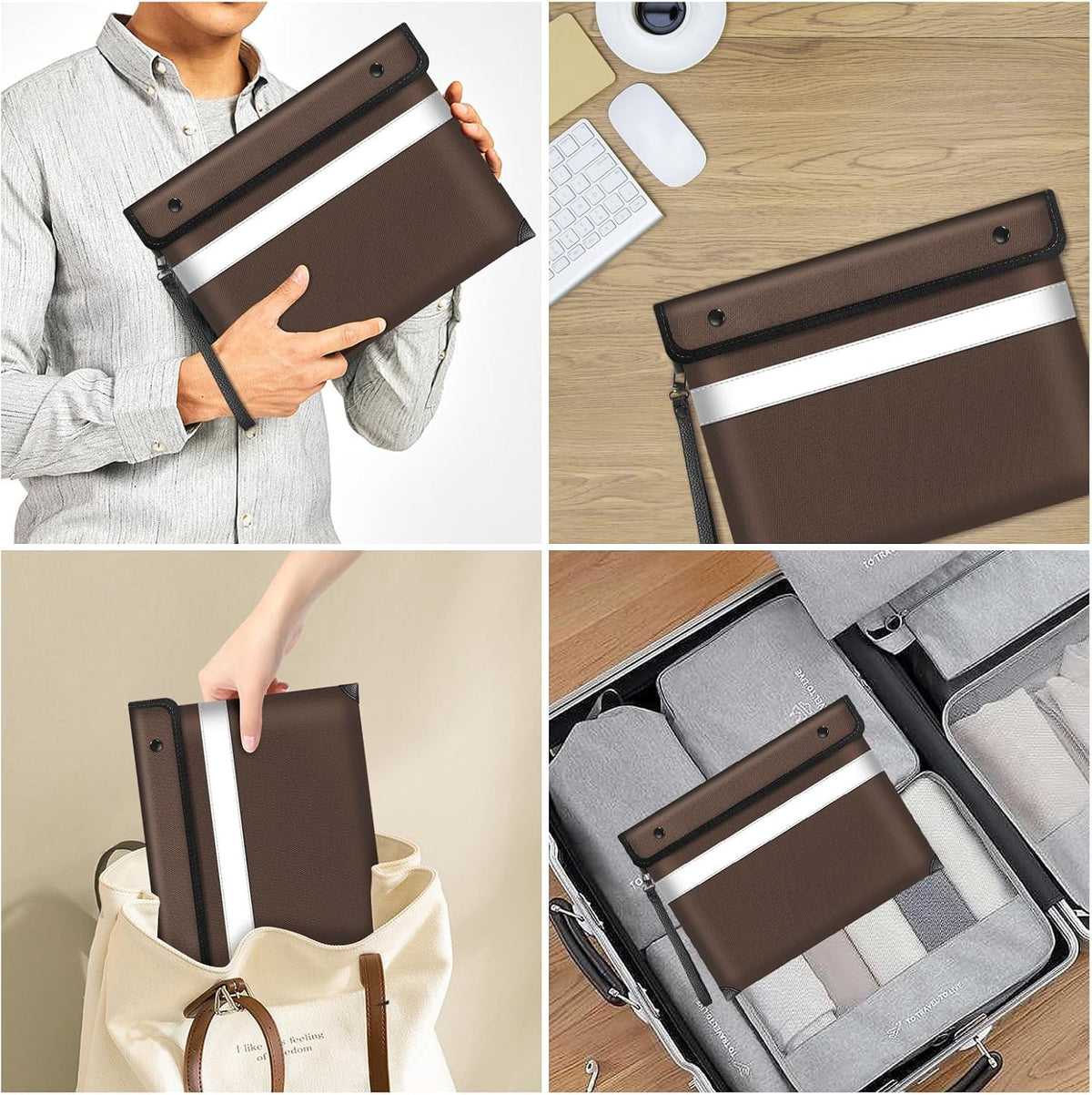 Fireproof Bag Dual Reflective Strips, Waterproof Zipper, 5200°F Heat