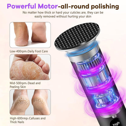 Electric Foot Callus Remover, Apply Oil,Foot File,Reusable Nano-Glass Head, Ergonomic Premium Aluminum Callus Remover for feet, Professional Foot SPA Pedicure Tool at Home