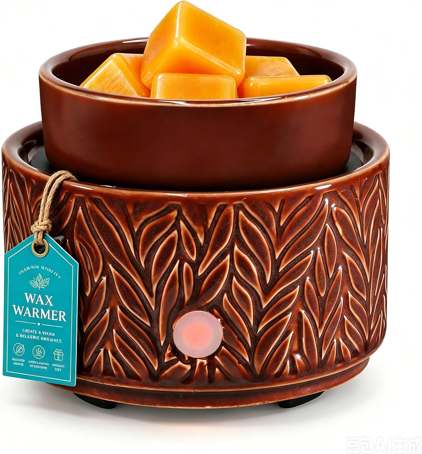 Ceramic Wax Melt Warmer, Fragrance Wax Warmer 4-in-1 Electric Candle Wax Melter and Wax Cubes for Home Office Bedroom Aromatherapy Essential Oil Burner is Birthday Gifts for Women Mom Girl(Dark Brown)