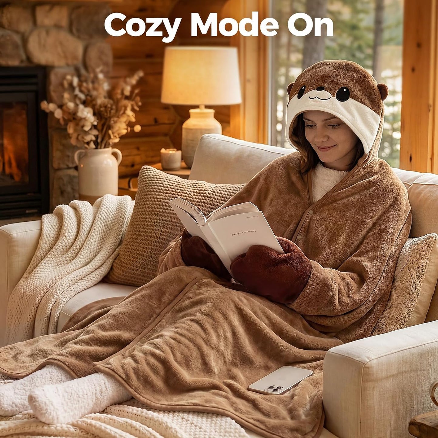 Mewaii Ultimate Softness Highland Cow Wearable Blanket Hoodie –Expertly Designed for American Body Full Coverage with Easy Movement Oversized Warm Cozy Flannel Blanket Cute Highland Cow Gift for Women