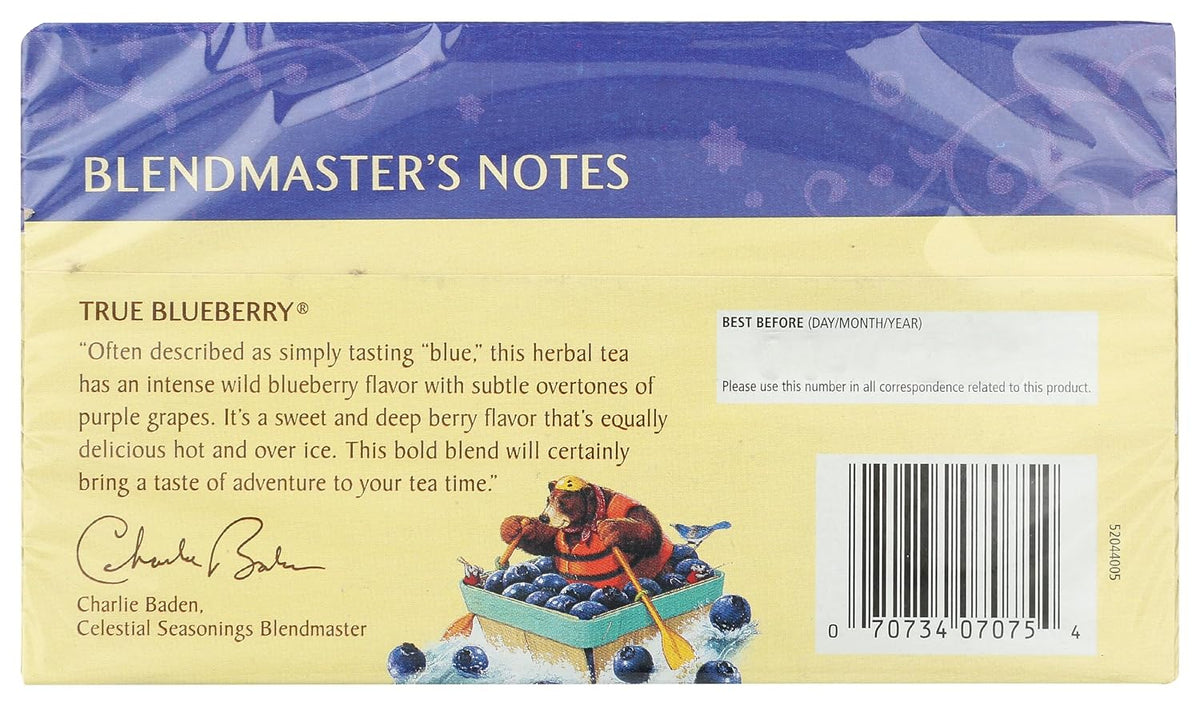 Celestial Seasonings Herbal Tea, True Blueberry, 20 count, 1.6 Ounce (mburring)