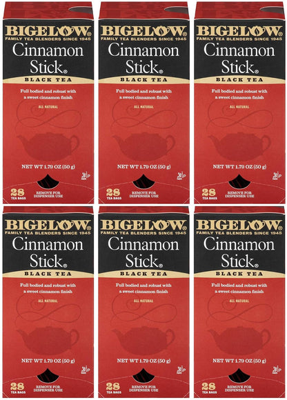 Bigelow Cinnamon Stick Black Tea Bags 28-Count Boxes (Pack of 6) Cinnamon Flavored Black Tea Naturally & Artificially Flavored