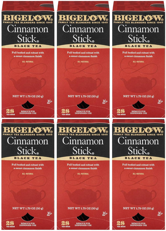 Bigelow Cinnamon Stick Black Tea Bags 28-Count Boxes (Pack of 6) Cinnamon Flavored Black Tea Naturally & Artificially Flavored