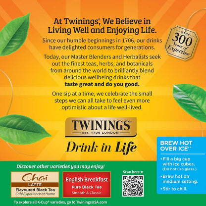 Twinings Irish Breakfast Black Tea K-Cup Pods for Keurig, 24 Count (Pack of 1), Robust, Strong, Bold Flavour, Caffeinated, Enjoy Hot or Iced