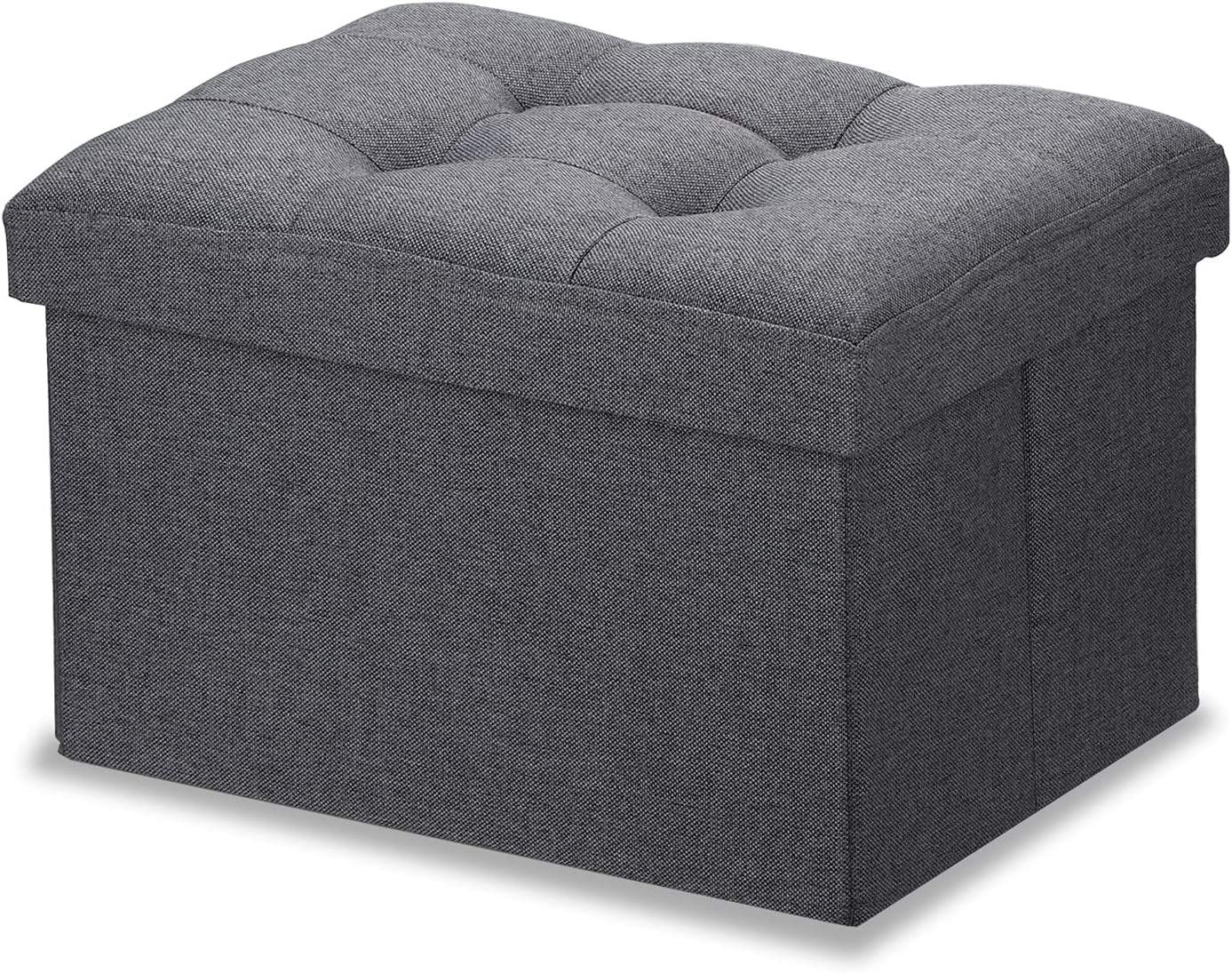 LINMAGCO Ottoman with Storage Small Foot Rest Stool Under Desk Stool Short Folding Footrest for Living Room Bedroom Home Office Dorm Dark Gray 16X12X12IN