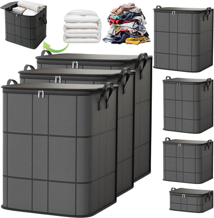 220L Spacious Moving Storage Bin with Reinforced Handles & Zipper, XXL Foldable Fabric Storage Bag for Bedding, Clothes, Quilts, Comforters, Closet Organization & Moving (XXL: 23.6x19.7x27.6 in,3)