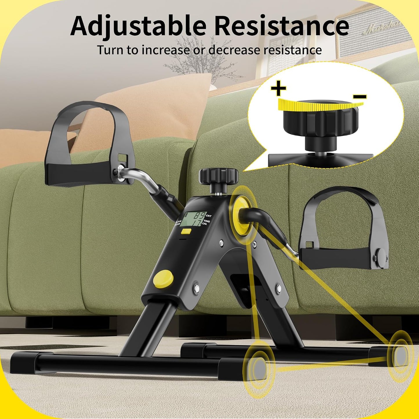 MOMODA Under Desk Bike Pedal Exerciser with LCD Display Portable Mini Exercise Bike for Arm and Leg