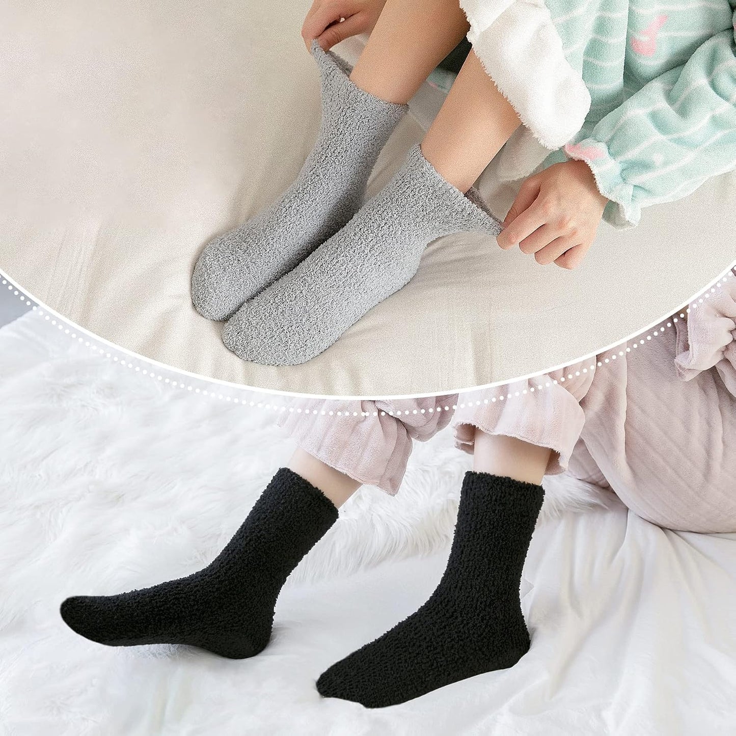 LINEMIN Womens Fuzzy Socks Cozy Fluffy Winter Warm Slipper Socks Microfiber Soft Home Sleeping Socks
