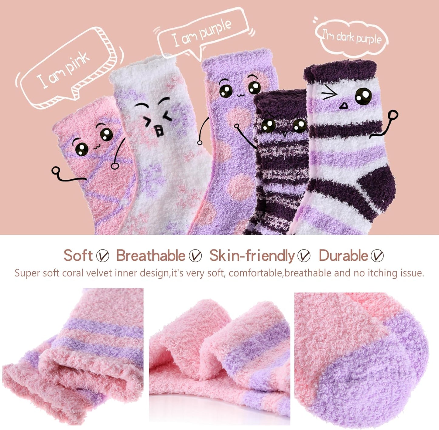 EBMORE Womens Fuzzy Socks Slipper Fluffy Cozy Comfy Cabin Plush Warm Winter Sleep Home Soft Socks