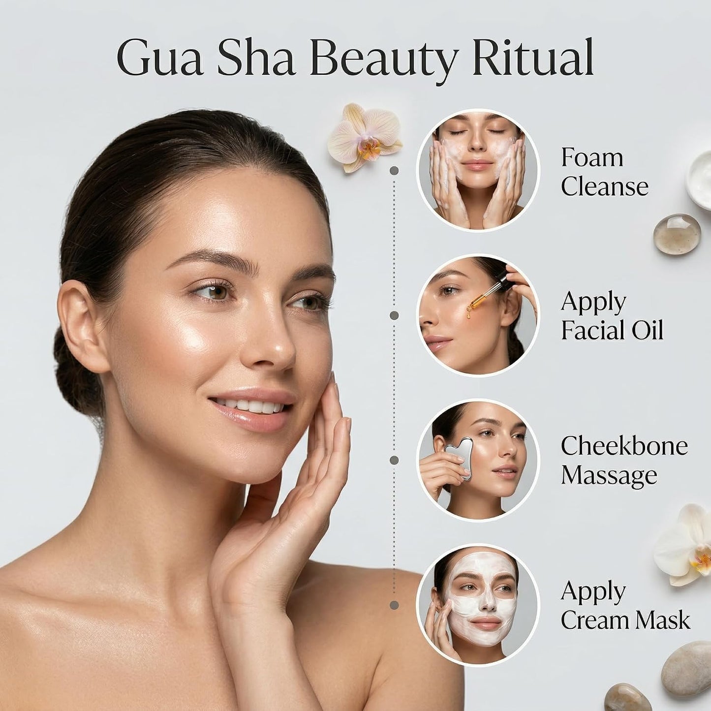 MoHern 2 Pcs Stainless Steel Gua Sha Tool, Gua Sha Facial Tools, Durable GuaSha Tool for Jawline Sculpting, Face Massager, Puffiness Reducing, Skin-Care Gift