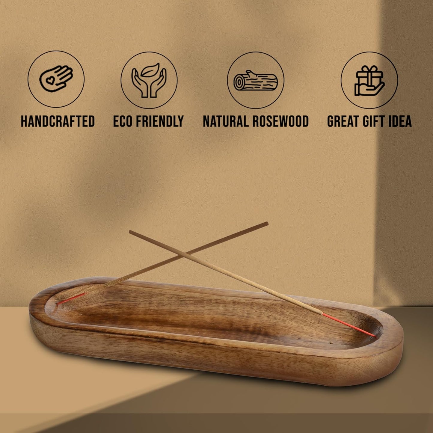 raajsee Wooden Rosewood Incense Holder - Incense Burner - Ash Catcher - Incense Stick Holder - Meditation & Yoga - Great Gift for Any Occasion Size 11x4 inch (Seven Chakra White)
