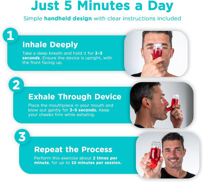 AirPhysio | Drug-Free Portable Breathing Trainer Device for Lungs | Breathe Better, Improve Lung Health & Mucus Clearance | Average Lung Capacity Device | Made in Australia