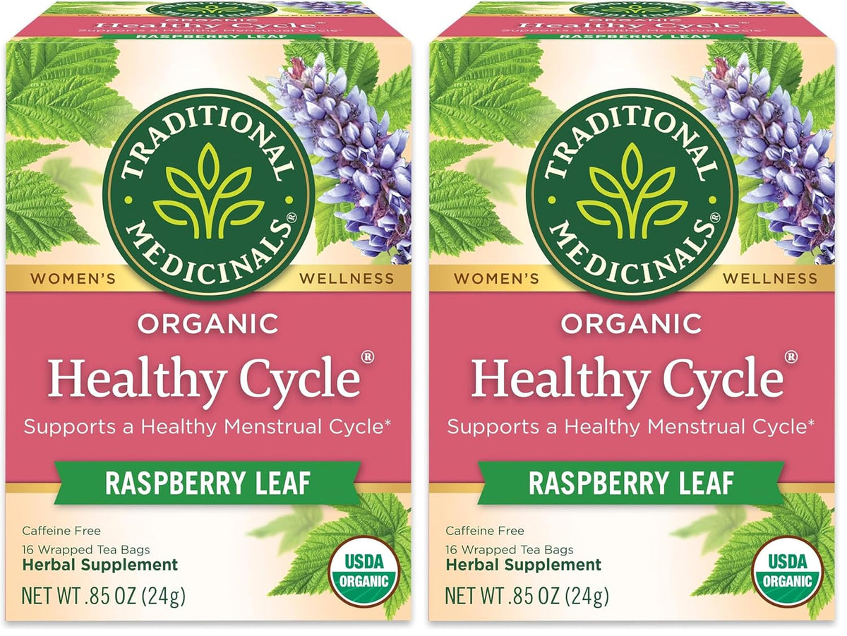 Traditional Medicinals Tea, Organic Healthy Cycle, Supports Healthy Menstrual Cycles, Includes Spearmint,16 Tea Bags (Pack of 2)