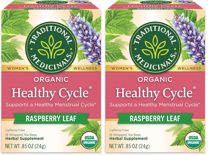 Traditional Medicinals Tea, Organic Healthy Cycle, Supports Healthy Menstrual Cycles, Includes Spearmint,16 Tea Bags (Pack of 2)