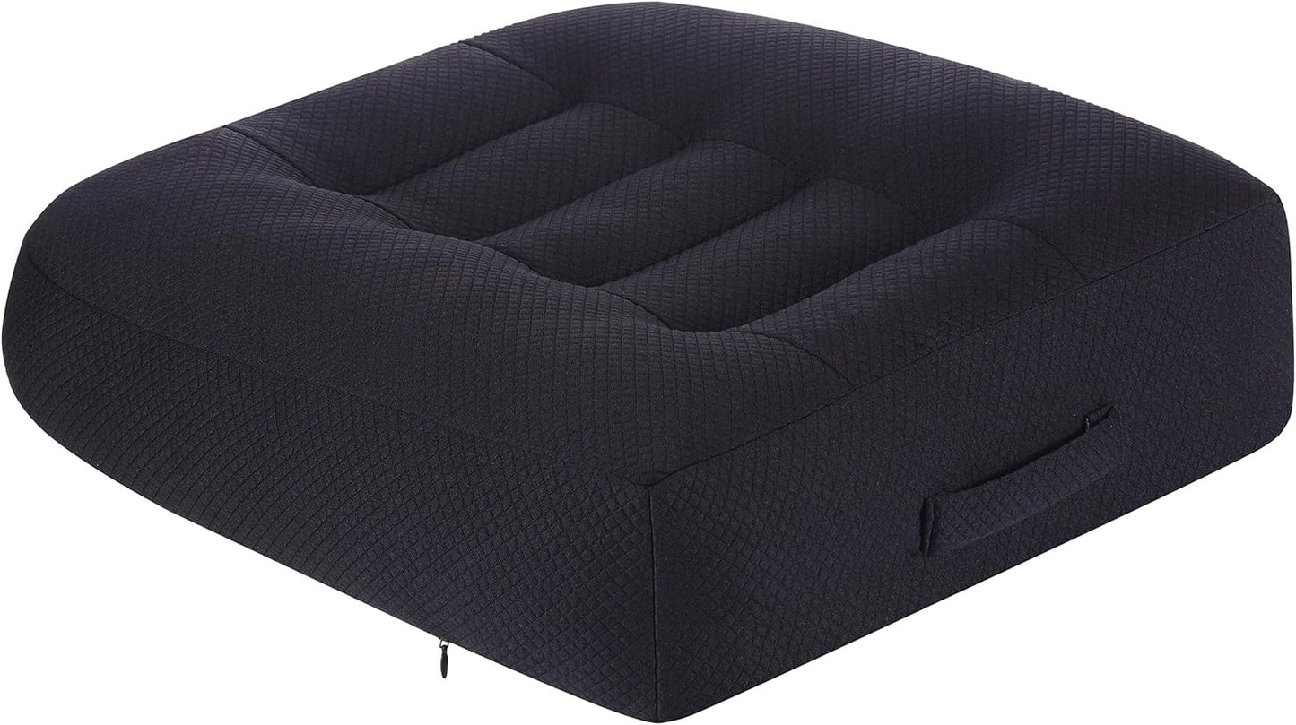 WSGJHB Car Booster Seat Cushion Posture Cushion for Long Sitting | Portable Breathable Mesh, Effectively Increase The Field of View Ideal for Office, Home, Car Angle Lift Seat Cushions,Black