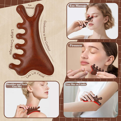 ProSuites 3 Pcs Wooden Head Scalp Massager Comb, Head Massage Tool for Relaxation Hair Gua Sha Comb