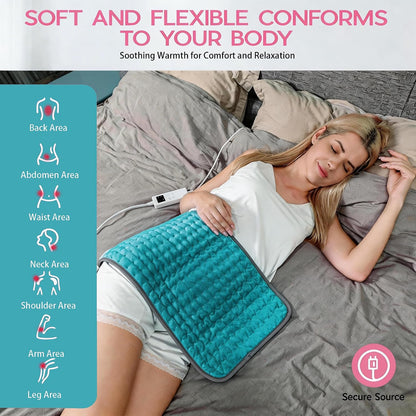 Heating Pad for Period Cramps, Heating Pad for Back/Neck/Shoulder Muscle Pain, 6 Heating & 4 Timer Setting, Auto Shut Off, Dry/Moist Heat & Machine Washable, Birthday Christma s Gifts for Women Mom