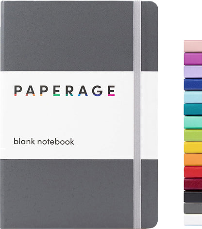 PAPERAGE Lined Journal Notebook, Hardcover Journal for Women & Men, 160 Pages, (5.6 in x 8 in), College Ruled Journaling Notebook for Work, School Supplies & Note Taking, (Black)