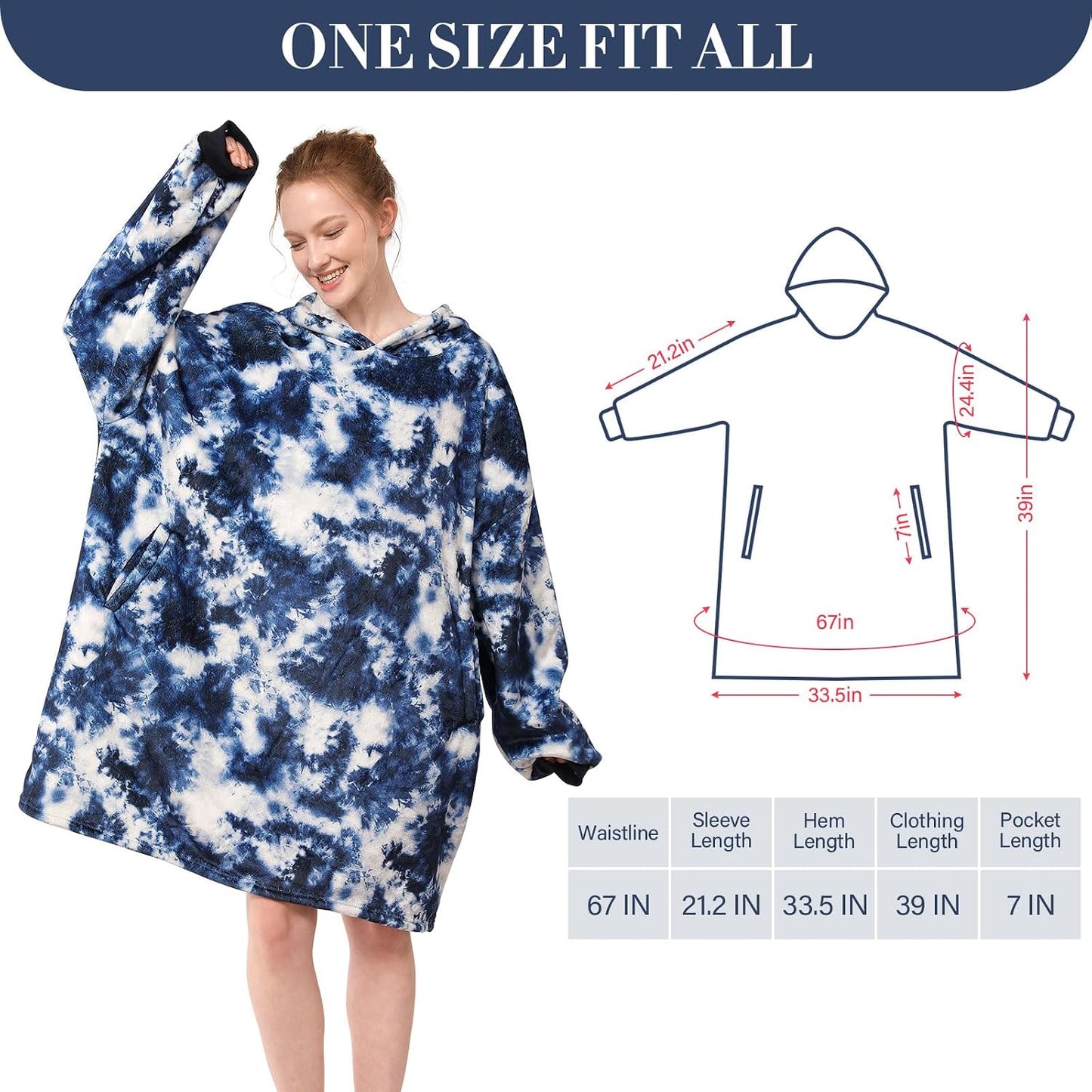 LetsFunny Blanket Hoodie,Oversized Wearable Sherpa Fleece Blanket Sweatshirt,Super Soft Warm Cozy with Giant Pocket,Gifts for Women Men Adults Teenagers, One Size Fits All