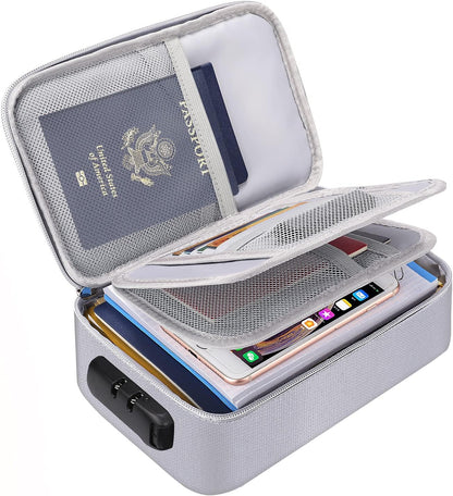 ENGPOW Small Fireproof Storage Organizer Case with Lock, 9”x 5.3”x 3.7”