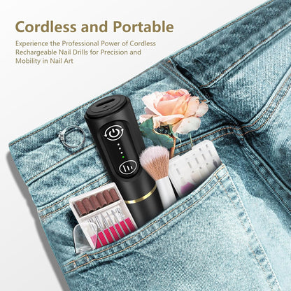 TUOBEO Cordless Nail Drill Electric Nail File Kit, Rechargeable Efile Set, Portable Acrylic Gel Nail Polish Remover Machine, Pedicure Manicure Tool, 11 Bits, 56 Sanding Bands, Salon Home, Purple