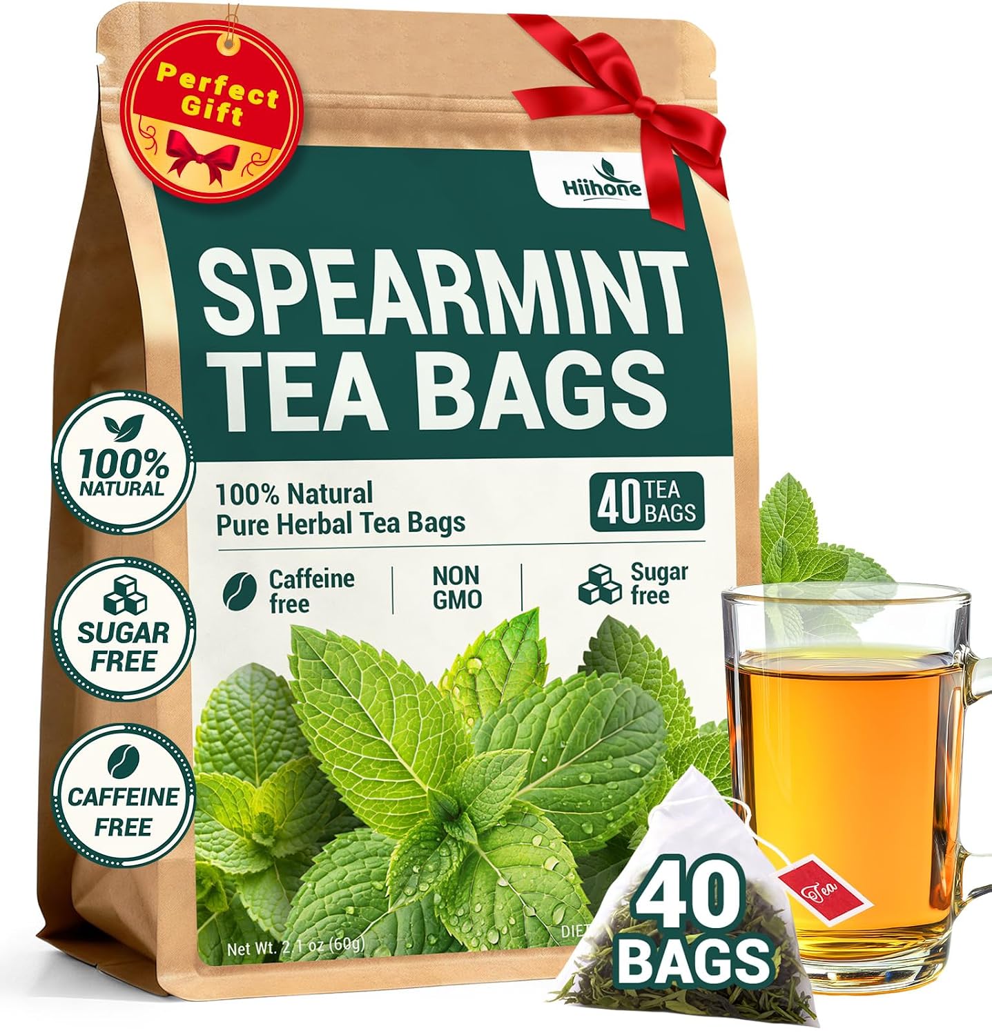 Chamomile Tea Bags, Chamomile Flower Herbal Tea - Sugar-Free, Caffeine-Free, 50 Teabags