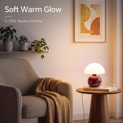 Dawnwake Mushroom Lamp Table Lamp for Bedroom-Small Desk Table Lamps,White