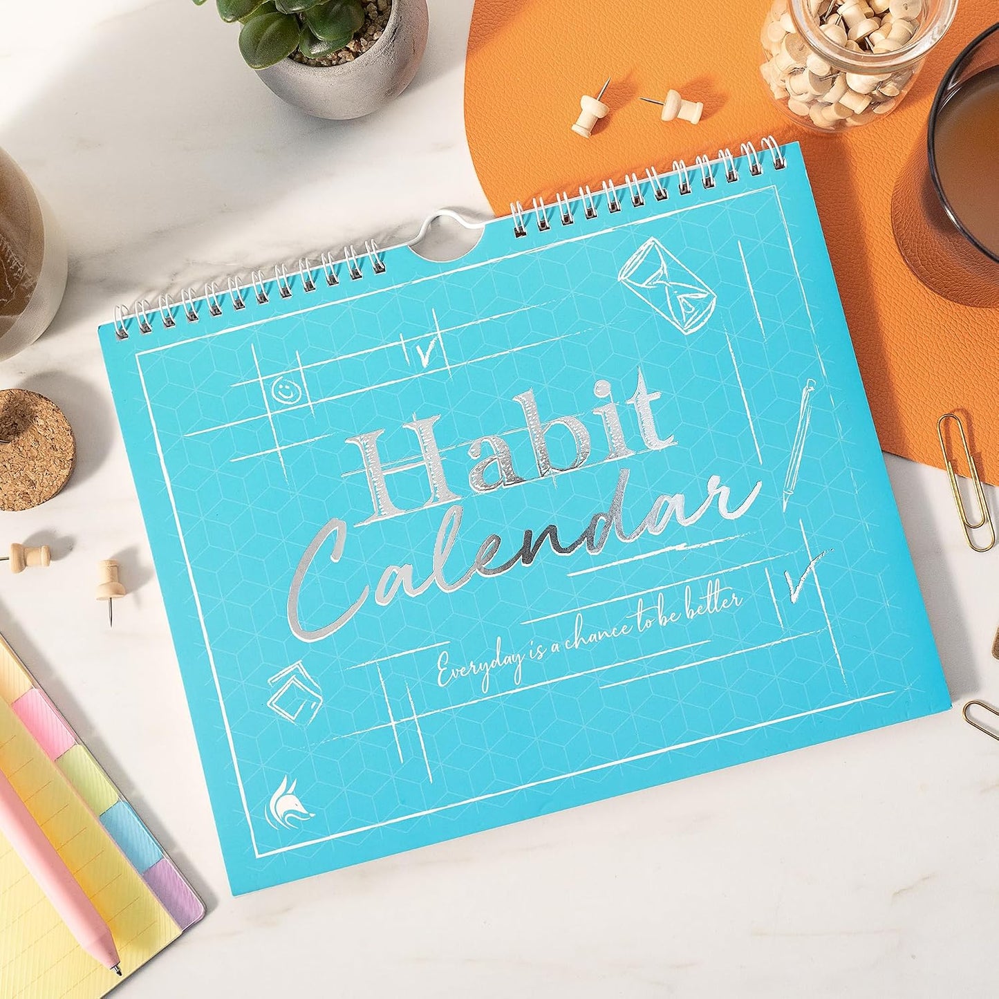 Clever Fox Habit Tracker Calendar, 24-Month Daily Goal Journal Green