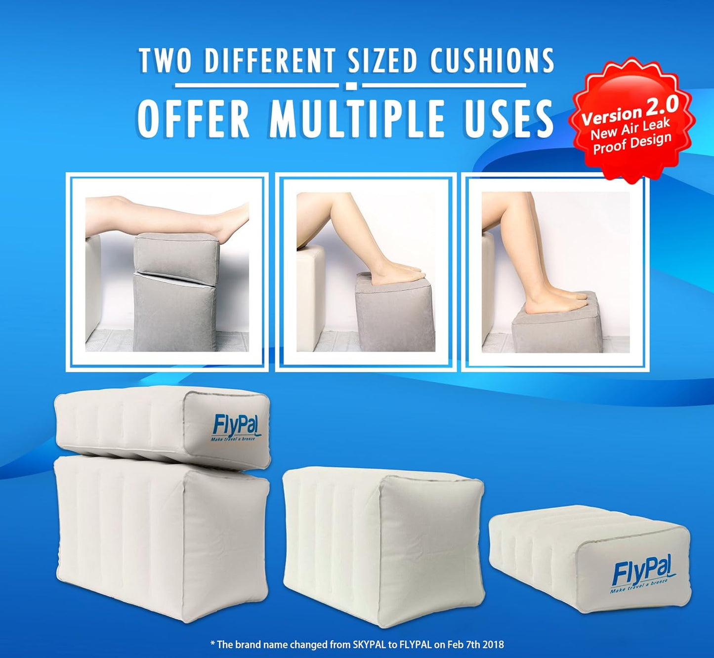 Flypal Inflatable Foot Rest Pillow, Kids Airplane Bed | Adjustable Height Leg Rest for Travel & Office | Improves Comfort & Circulation, Reduces Swelling & Fatigue | Lightweight & Portable