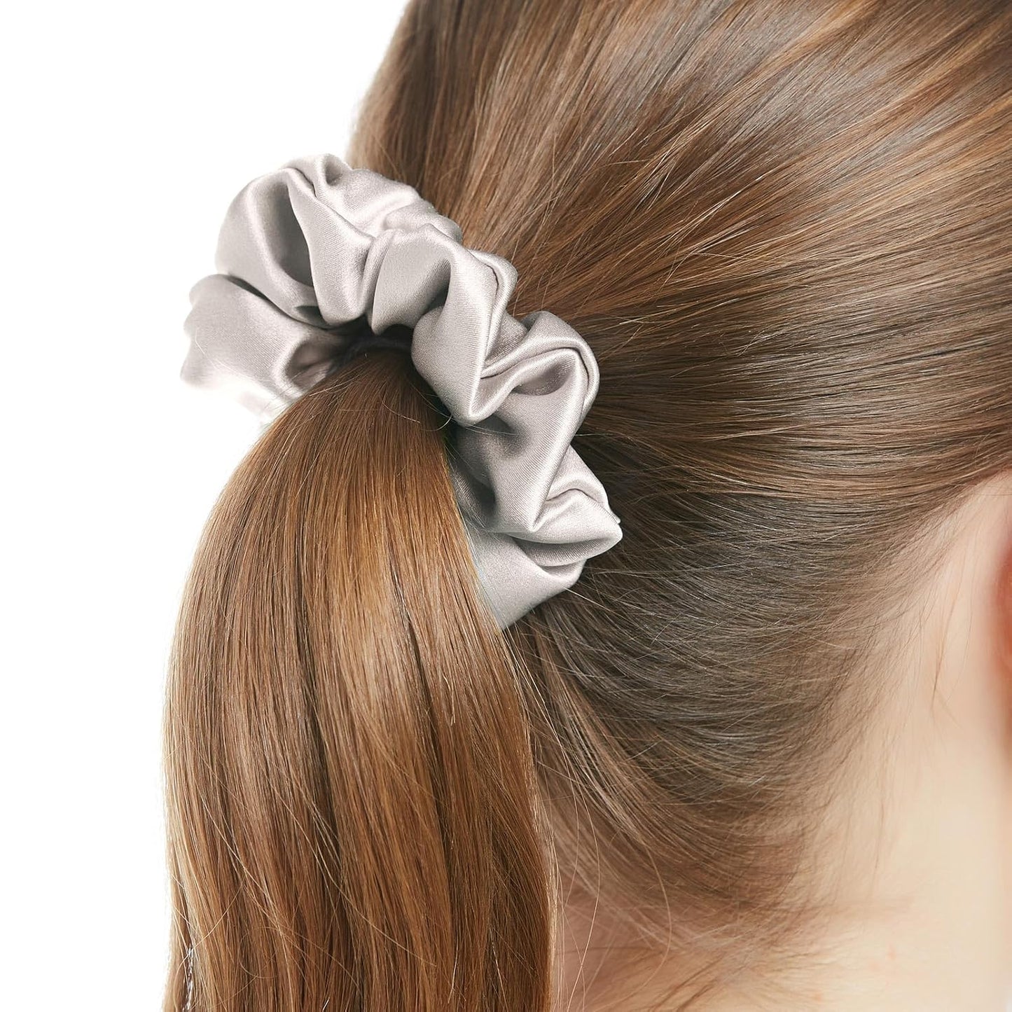 LILYSILK Silk Hair Scrunchies / Ties for Frizz & Breakage Prevention, 100% Mulberry, No Damage, Elastic ponytail Holders, 1Pc, Coffee - Colors A