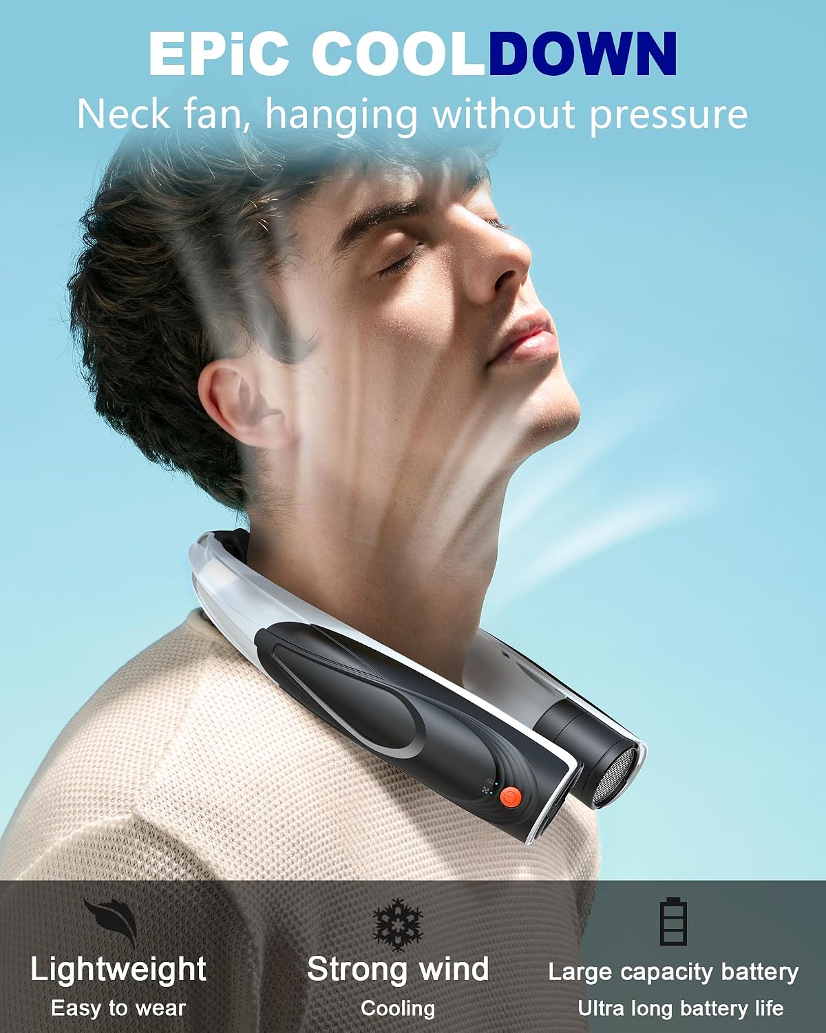 Portable Neck Fan, Max 20H, 6000mAh Personal Fan