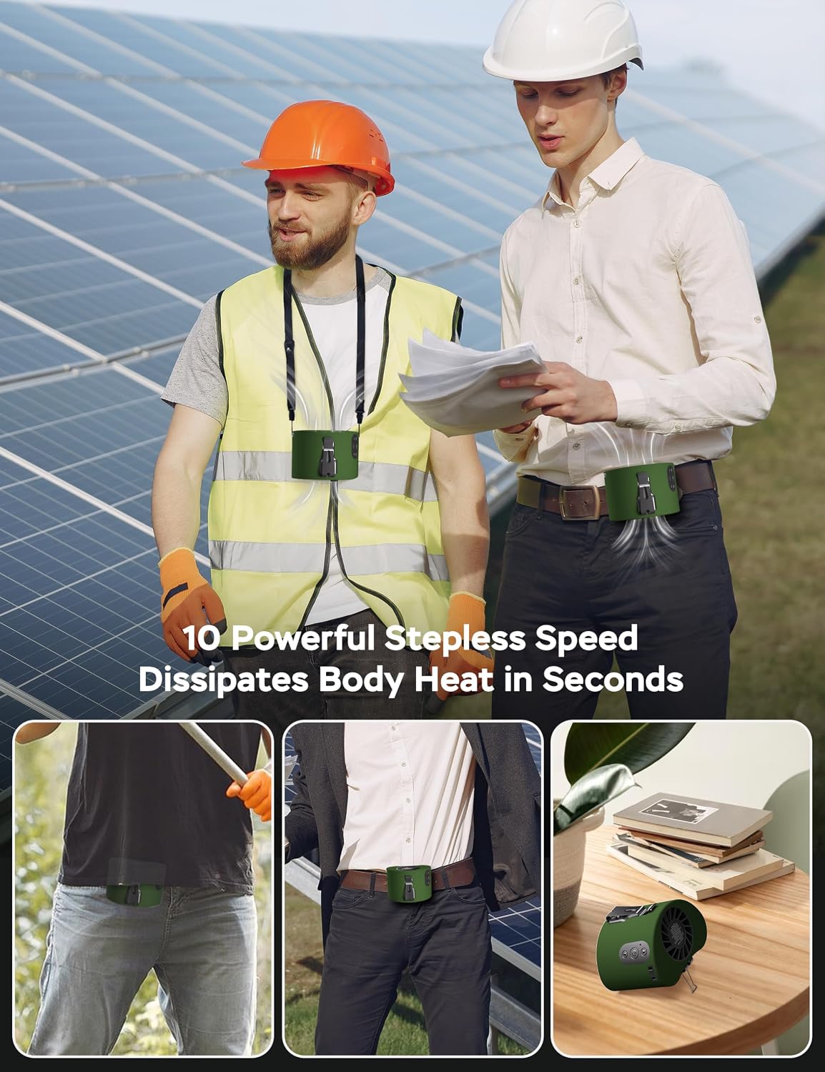 AddAcc Portable Waist Fan, 10000mAh Battery Operated, Rechargeable Clip On Belt, 10 Speed, 12000RPM Strong Airflow, Max 24H Working Time, Personal Shirt fan for Outdoor Work Jobsite Farms