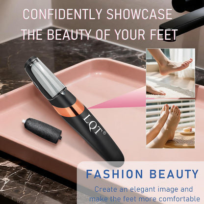 LQT® Electric Foot File – Rechargeable Callus Remover for Hard, Cracked Skin – At-Home Pedicure Kit for Smooth Feet (Men & Women) (White)
