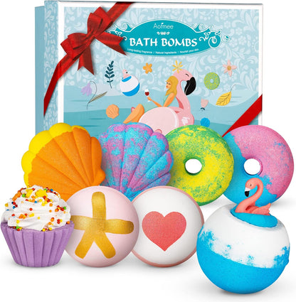 Aofmee Bath Bombs, 6pcs Bubble Bath Bomb for Girls, Handmade Fizzies Bathbombs for Women, Natural Organic Kids Spa Kit, Non Toxic Bath Kit for Teens, Gift Set for Mother Birthday Christmas Easter