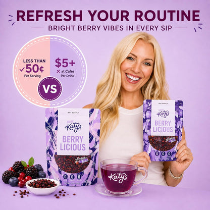 Katy’s Berry Loose Leaf Tea - Hibiscus, Blueberry & Cranberry - Fruity Herbal Tea, Caffeine-Free, Sugar-Free - Hot or Iced Tea - 30+ Cups