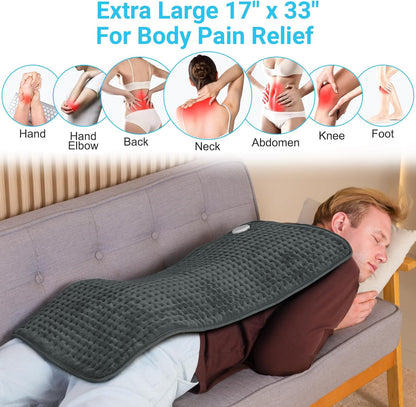 Boileau Electric Heating Pad for Back Pain and Period Cramps Relief, FSA Eligible17 x33 Extra Large XXXL, HSA 3 Heating Levels Heat Pad with 2-Hour Auto Shut Off, Gifts for Women and Mom, Blue