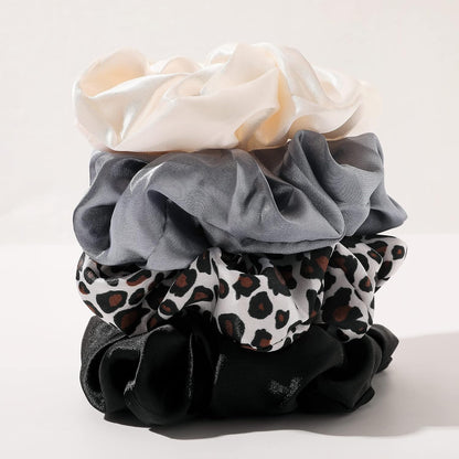 16 Pcs Scrunchies for Women - Black Satin Silk Scrunchies for Girls Hair Ties Elastics Bands Ponytail Holder Hair Accessories