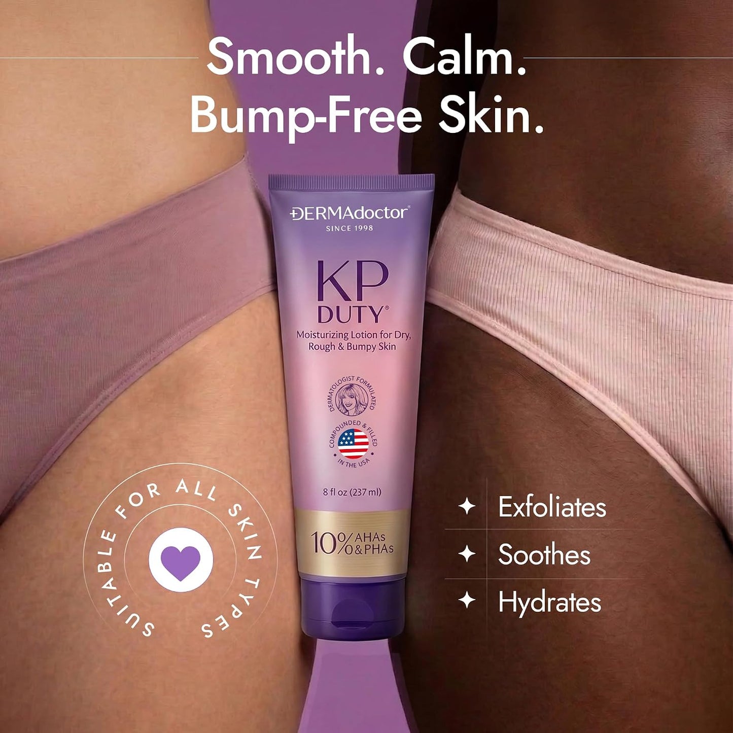 DERMAdoctor KP Bump Eraser Body Scrub and Lotion Kit Dermatologist Formulated Exfoliant | Keratosis Pilaris Treatment For Dry And Bumby Skin 10% AHAs + PHAs
