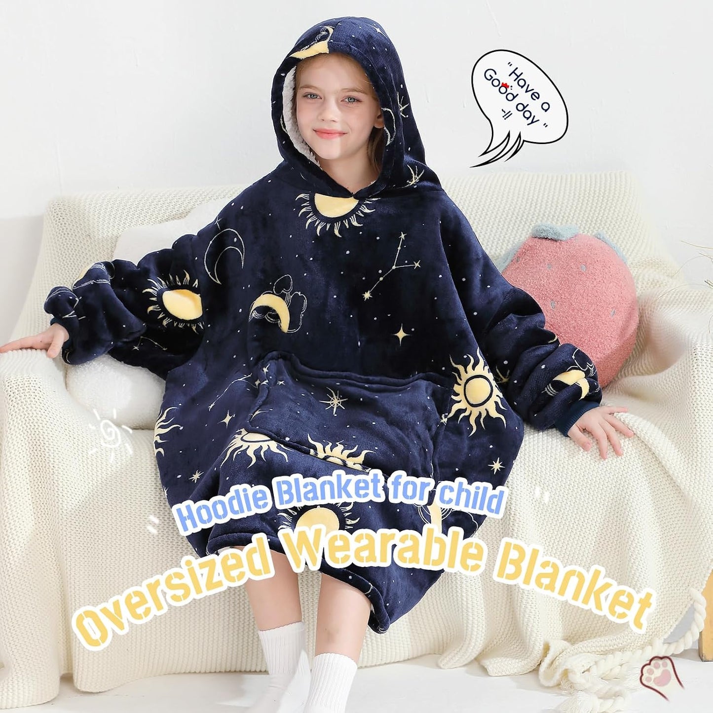 Aemilas Wearable Blanket Hoodie - Warm Sherpa Blanket Sweatshirt as Gifts for Adult Women Mom Men, One Size Fits All