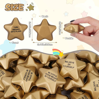 SHQDD 48PCS Stress Balls, Star Stress Balls for Adults & Kids - Motivational Quotes Soft Foam Stress Relief Squeeze Toys, Office Classroom Stress Relief Gifts, Student Prizes (Motivational, 2.16 Inch)
