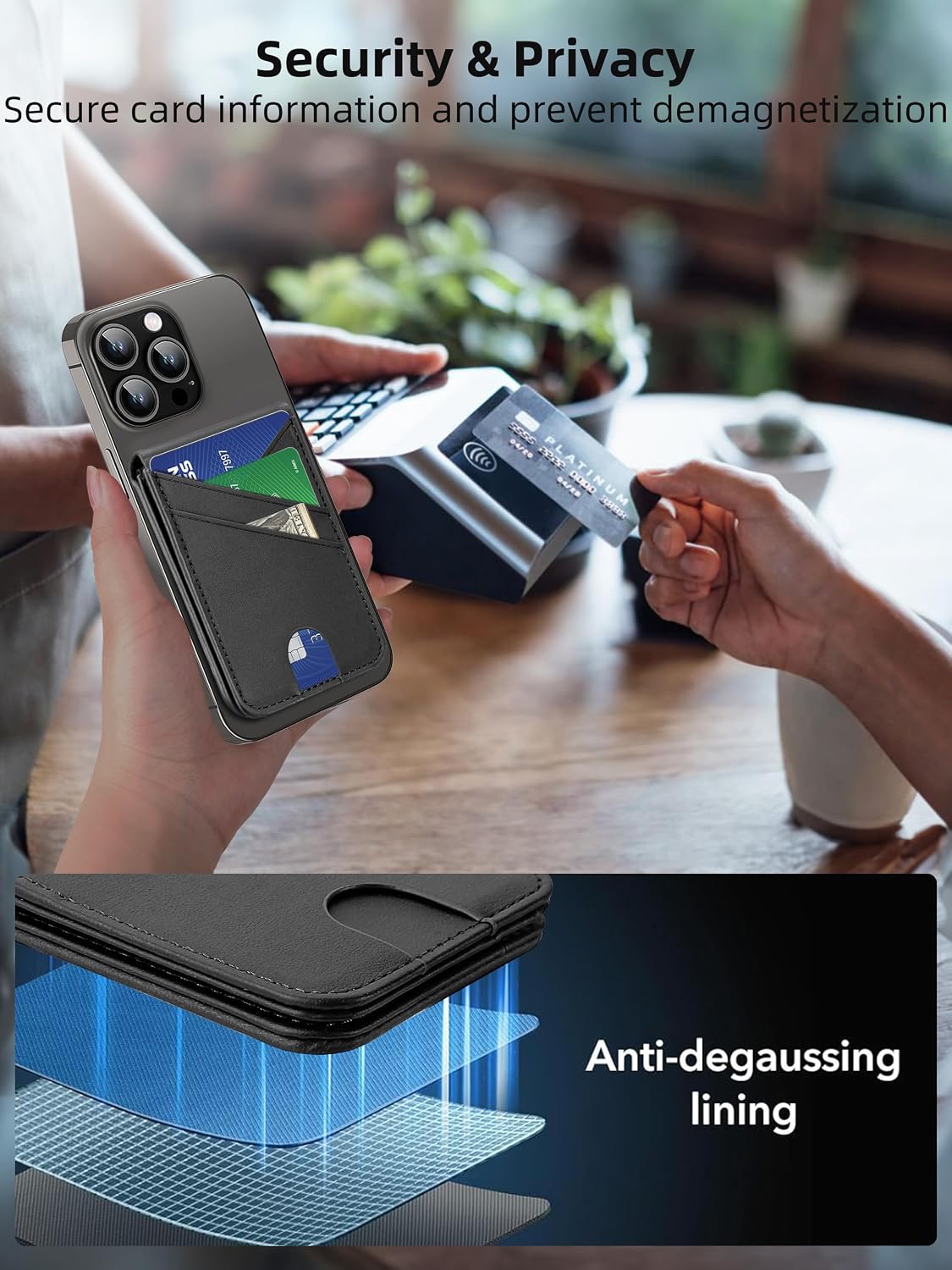 TopMade Magnetic Wallet Stand Tracker for Magsafe (iOS Only), Black