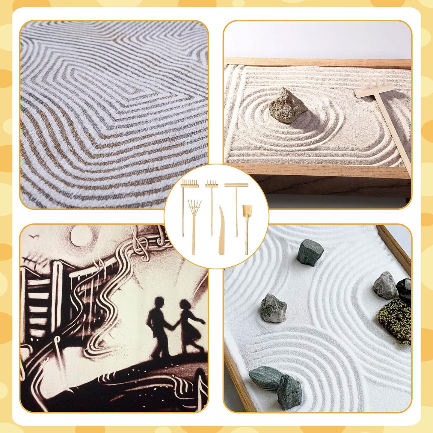 6 Pcs Mini Zen Garden Rake Tool, Mini Zen Garden Accessories Desktop Sand Rock Push, DIY Sand Decor for Home, Office, Desk, Gardens Decoration