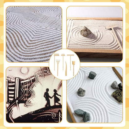 6 Pcs Mini Zen Garden Rake Tool, Mini Zen Garden Accessories Desktop Sand Rock Push, DIY Sand Decor for Home, Office, Desk, Gardens Decoration