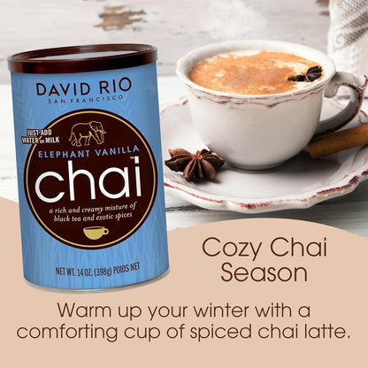 David Rio Elephant Vanilla Chai Tea Latte Mix, 14 Oz