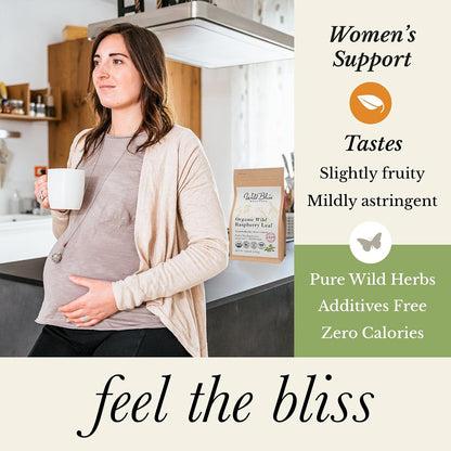 Wild Bliss Organic Red Raspberry Leaf Tea Pregnancy and Menstrual Support - Loose Leaf Herbal Tea - 7 Ounces - 100 Servings