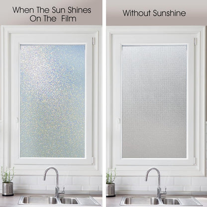 KESPEN Total Blackout Window Film Privacy Static Cling 100% Light Blocking Room Darkening Window Cover Heat Control Anti-UV Glass Sticker Window Tint for Home with Grid Line, 17.5 Inch X 6.5 Feet