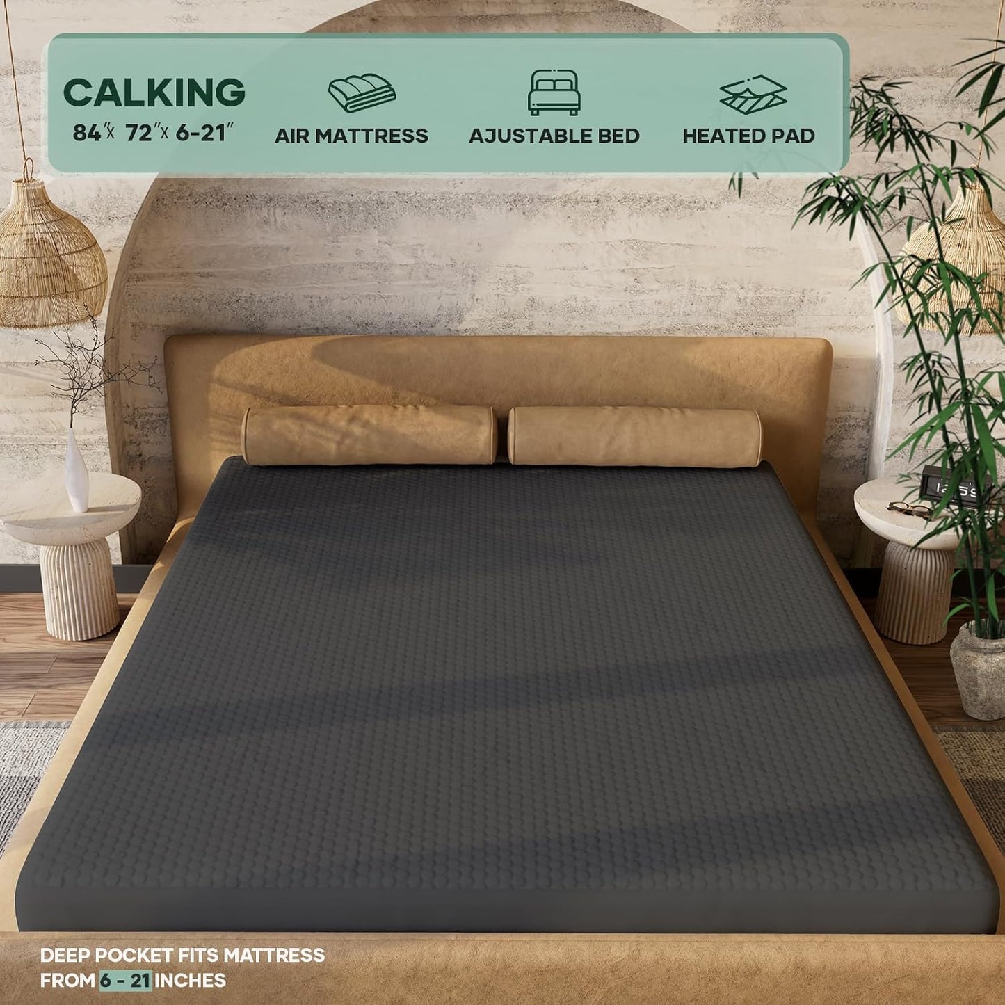OhGeni 100% Waterproof Mattress Protector,Queen Size Premium Bamboo Mattress Pad,Pet Hair & Bedwetting Resistant,Cooling Breathable Fitted Sheets,Washable Bed Cover,Non-Slip Deep Pocket for Bedroom