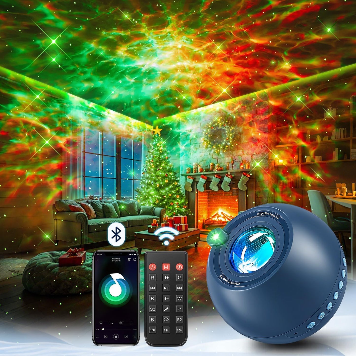 One Fire Galaxy Projector for Bedroom Birthday Gifts for Teen Boy Gifts, LED Galaxy Light Projector, 15White Noise HiFi Bluetooth Speaker,Remote&Timer Ceiling Projector Lights Trendy Stuff