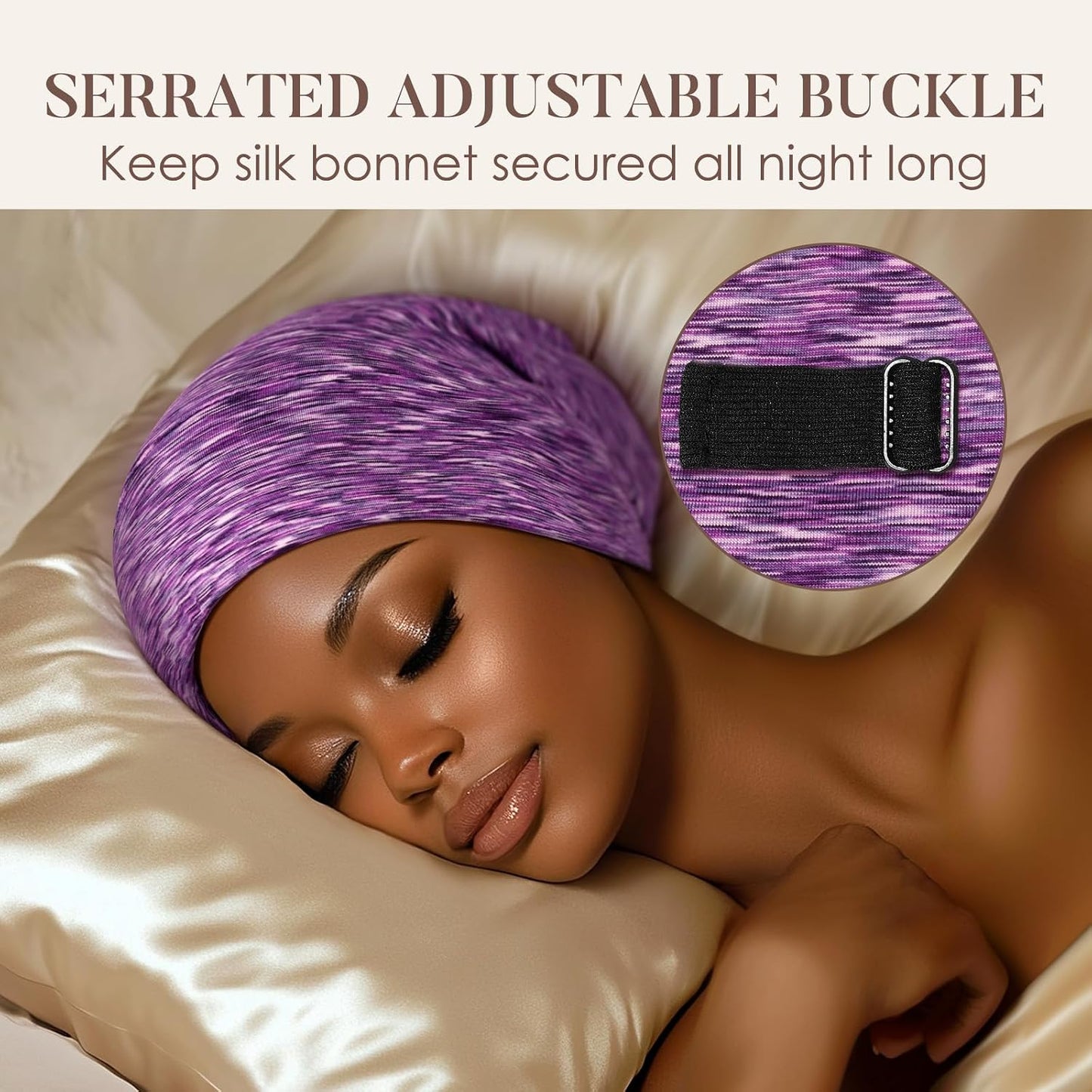 LULUSILK 100% Mulberry Silk Bonnet for Sleeping Women and Men, No More Frizzy Tangled Hair, Real Silk Sleep Cap for Curly Hair, Black, Pack of 1